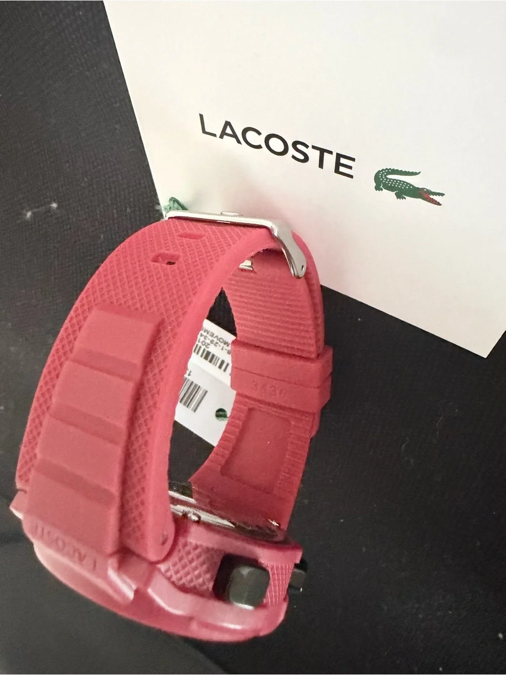 Brand new Lacoste Unisex Analog & Digital Watch in red with black dial.